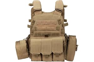 Peminkoo Gilet Tactique, Armure corporelle, Porte-Plaque de Chasse, Accessoires Airsoft, armée de Combat Militaire Wargam Molle