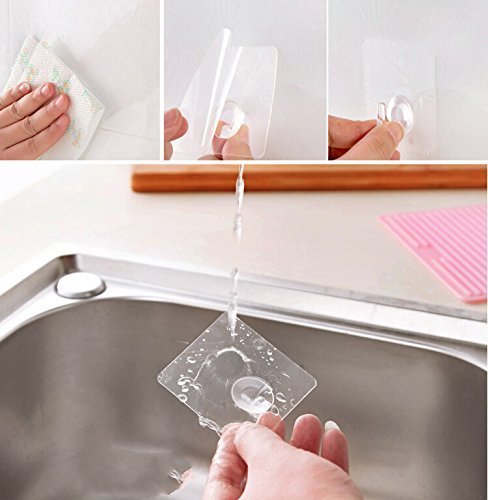 dekawei 6 Klebehaken nahtlos transparent Sticky Haken 11 lb/5KG, Badezimmer Haken Küche Haken, Küche Wand Aufhänger - 4
