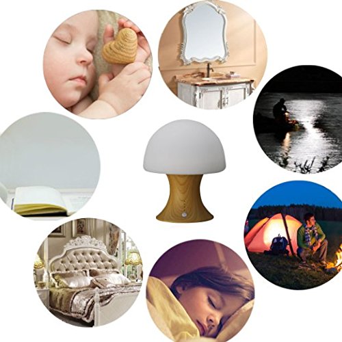 LEDemain® Wiederaufladbar Farbwechsel Pilz Nachttischlampe / Leselicht / Ambient Licht / LED Nachtlicht / Atmosphäre Beleuchtung mit Automatische Timer und essbare silikon + ABS, Perfekt für Kinder Schlafzimmer/ Studio-Wohnzimmer/ Flur/ Camping usw. - 6
