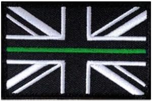 POLAMB PRODUCTS LTD Thin Green Line Union Jack Hook + Loop backed patch Small Ambulance Paramedic