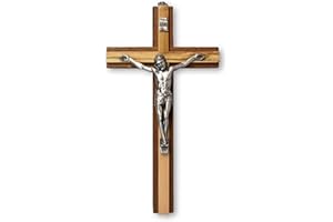 Biblegifts Crucifix 6" 15 cm Jesus on Wooden Cross Hanging Religious Christian Worship Symbol Mahogany & Olive Wood in Gift Box