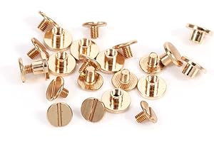 ESTINK Brass Buttons Stud, 10 Sets Solid Brass Buttons Stud Screw Nail Screwback Cap Rivets Leathercraft Studs Belt Strap Bag Screws(5mm)