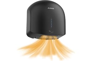 AIKE GentleAir Asciugamani Elettrico ad Aria Calda Silenzioso, per Casa & Bagni, AC220V-240V, Nero Mezzanotte