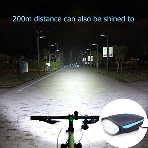 NuoYo LED Fahrradlampe Set mit klingel Fahrradhorn Fahrradhupe mit 2 Tönen,Fahrradlicht,Fahrradbeleuchtung Set,Frontlicht und Rücklicht Wiederaufladbare,1200 Decibel Horn,3 Lichtmodi,Super Energiespar,Ausgestattet mit EU-standard-Ladegerät,Schwarz(Rot-weiße Rückleuchten) - 6