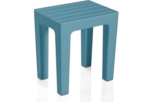 Inbagno Sgabello Bagno Doccia Multiuso Lello Alta Resistenza, 38x29x41 cm Effetto Legno, Portata 150 kg (1, Turchese Cobalto)