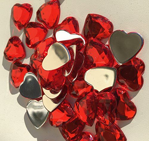 80 Stück glitzernde Strasssteine Deko Herzen 20mm rot basteln Gltzersteine Schmucksteine Strass Steine zum Verzieren Dekoration Liebe von CRYSTAL KING - 2