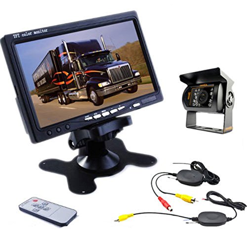 Cámara de respaldo del vehículo de Camecho 7 pulgadas de pantalla ancha del monitor IP 67 impermeable Rearview 18 Noche de infrarrojos Vison cámara trasera para Truck Trialer RV