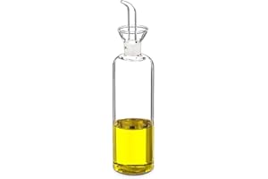 TIENDA EURASIA – Aceitera Cilíndrica | Material Cristal | Aceitera Antigoteo | Transparente | para Mesa de Cocina | Fácil de Limpiar | Aceiteras para Cocina (500 ml)