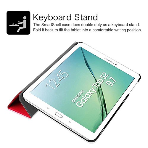 Fintie Samsung Galaxy Tab S2 9.7 Hülle Case – Ultra Schlank Superleicht Ständer Smart Shell Cover Schutzhülle Tasche mit Auto Schlaf / Wach Funktion für Samsung Galaxy Tab S2 T810N / T815N / T813N / T819N 24,6 cm (9,7 Zoll) Tablet-PC, Rot - 9