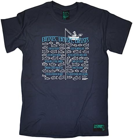 Drowning Worms Fishing Angling Sports - Men's Excuses T Shirt Angler Tee Fisherman Reel Carp Hook Wire Rod Bivvies Birthday Gift T-Shirt Nov Navy
