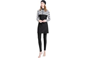 IBTOM CASTLE Womens' Muslim Swimwear 3 Pieces Full Cover Long Sleeve Swimming Top Hijab Pants Burkini Modest Swimsuit Solid Color Islamic Swimming Costume Plus Size Sun Protection Beachwear