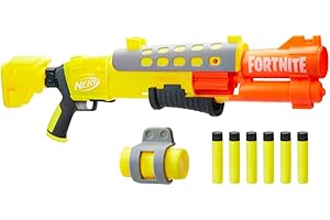 Nerf Fortnite Legendary TAC Blaster, Yellow Glow Wrap Design, 6-Dart Mega Drum, 6 Nerf AccuStrike Mega Darts, Multicolor, One Size