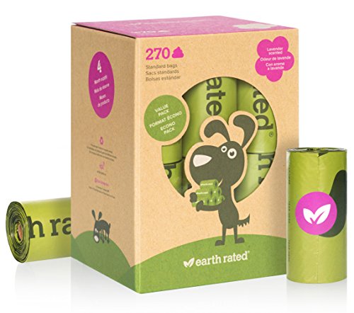 Earth Rated - Pack de bolsas para recoger excrementos de perro, Olor a Lavanda , 18 Rollos (270 unidades)