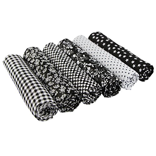 UOOOM 6 Stueck 50 x 50cm Stoffpakete Patchwork Stoffe Baumwolle tuch DIY Handgefertigte Nähen Quilten Stoff Baumwollgewebe Verschiedene Designs (schwarz) - 3