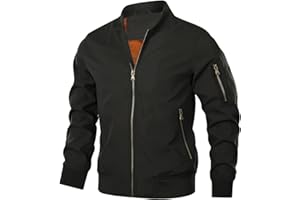 HOOD CREW Chaqueta bomber para hombre, ligera, casual, elegante, rompevientos con cremallera, con bolsillos