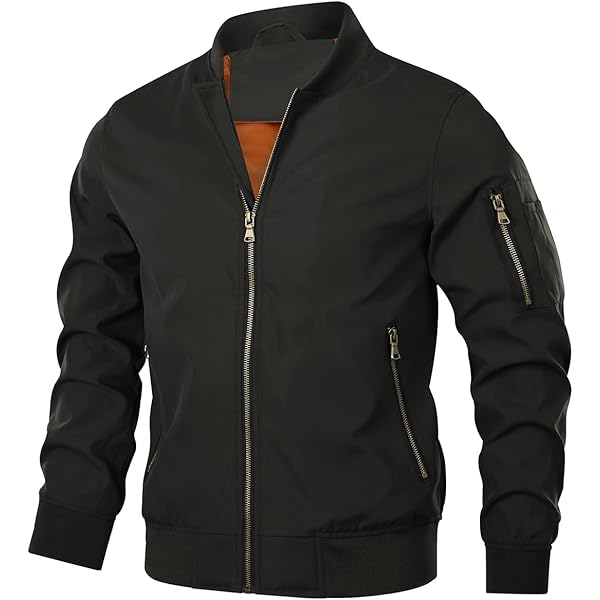AIEOE Bomberjack voor heren, lichte overgangsjas, ongedwongen, opstaande kraag, blouson, herfst, lente, sportjack met zakken en met ritssluiting, Blauw, 4XL
