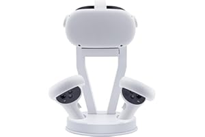 Mcbazel Stand Holder Compatible with Quest 3s/Quest 2/Quest 3/PS VR/Touch Controller, VR Headset Display Stand - Sturdy, Easy Assembly, Non-Slip Base, Space-Saving Design - White