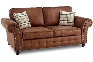 STYLISHSOFA Brown Faux Leather Sofa Set - 3+2 Seater Settee - 3 Seater Suite - 2 Seater Couch - Living Room Couch For Sale - Delivery All Over UK (3 Seater Sofa)