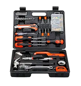 BLACK+DECKER BMT126C Compact Hand Tool Kit (126-Piece) for Household DIY & Emergency Maintenance, 6 Months Warranty