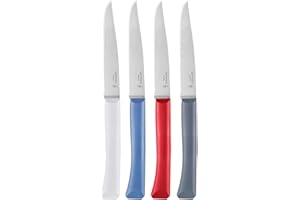 Opinel - Coffret 4 Couteaux de Table Bon Appétit+ Primo - Lame Denture Velours INOX - Manche Confort - Fabrication Française - Bleu, Rouge, Nuage, Anthracite