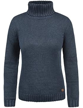 DESIRES Pia Damen Strickpullover Pulli mit Rollkragen aus hochwertiger Baumwollmischung Meliert