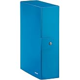 Leitz - Filing box, button closure, in laminated cardboard, metallic blue, 24 x 35 x 10 cm