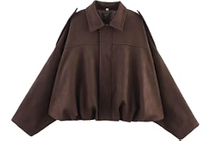 Generico Motorcykeljacka Kvinnor Bomberjacka Softshell Fuskskinn Kort Trench Krage Mocka Ledig Jackor Mode Mocka Varm Kappa M