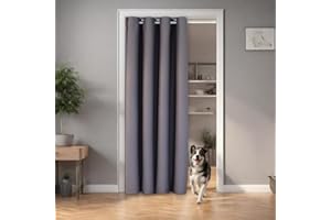 ‎TINYCURTAINS tinycurtains, Türvorhang grau 195 x 150 cm, für alle gängigen Türgrößen, Thermovorhang OHNE Stange