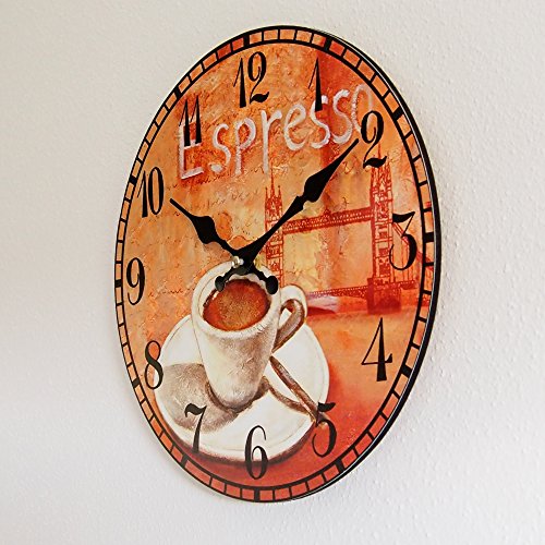 perla pd design Wanduhr Küchenuhr Vintage Design Espresso ca. Ø 28 cm - 2