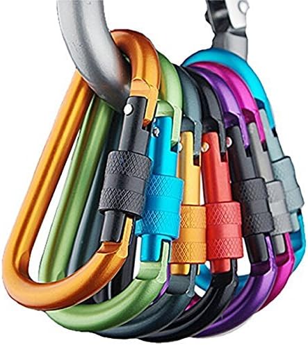 Aluminum Carabiner D-ring Key Chain Clip Spring Clip Lock Carabiner Hook Outdoor Camping Equipment (6Pcs))