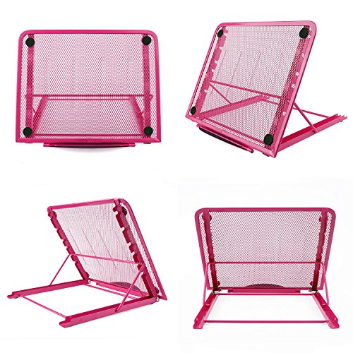 Faltbarer Laptop Tablet Ständer, InGoo Laptopständer Mesh Belüftet Kühler Halter Verstellbarer Computer Halterung Stütze Ständer für Laptop, Notebook, iPad Mini, iPhone, Tablets(Rot) - 3