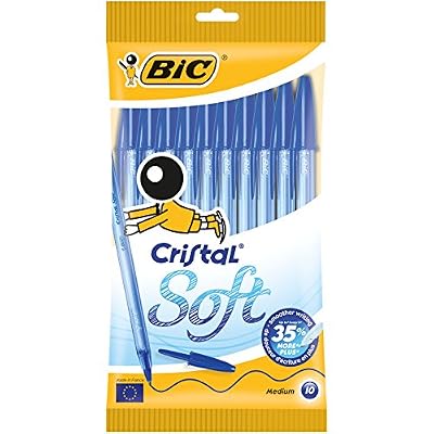 BIC Cristal Soft Stylos-Bille - Bleu, Pochette de 10