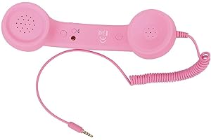 BAGIMA Vintage Retro Telefonhörer Handy Retro Classic 3,5 Mm Telefonhörer Mic Telefonanrufempfänger für Smartphone (Rosa)