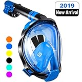 WSTOO Masque de Plongée, Masque Snorkeling Plein Visage Pliable Anti-Buée et Anti-Fuite, 180 Visible Snorkel Masque avec la Support pour Caméra de Sport, Adapté pour Adulte et Enfant