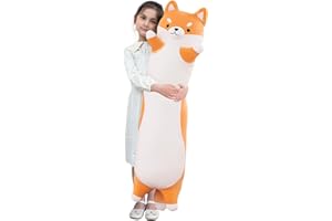 Kekeso Oreiller en Peluche Long Shiba Inu GéAnt pour Chien Corgi Oreiller en Peluche pour Le Corps pour l'anniversaire des Enfants, La Saint-Valentin, NoëL(Yellow, 70cm/27.55inch)