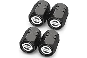 ACHARD Black Alloy Tyre Valve Caps for Nissan Qashqai Versa Sentra Altima Rogue Murano Frontier Pathfinder Titan,Premium Leak-Proof Wheel Caps Dust Caps for Car Tyres, 4PCS