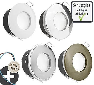 LUMIRA 10 spots encastrables métalliques Lumira GU10 Cadre rond IP65 Cadre à encastrer Blanc chromé en laiton brossé chrom gebürstet
