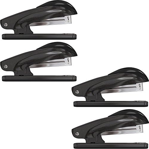 Desk Stapler Set (4 Pack) for Office, School and Home - Small, Compact, Effortless &amp; Ergonomic Metal Design - 20 Sheets Standard 24-26/6 Size - Black