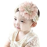 Tonsee® 1PC Kids Baby Flowers Headband Lace Bow Hair Wear Hairband Ribbon (Pink)
