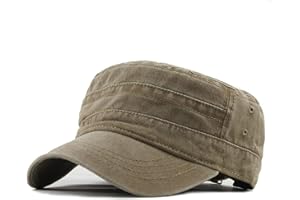 YULOONG Gorra Militar, Gorra Militar de Mezclilla Lavada Vintage, Gorra Plana de algodón para Deportes al Aire Libre, Sombrero para el Sol Informal, tamaño Ajustable para Hombres y Mujeres