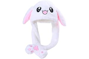 dressfan Femme Fille Drôle en Peluche Oreille Animal Chapeau Cadeau D'anniversaire Jouet avec Oreilles en Mouvement en Appuyant sur le Bonnet des Animaux Cosplay