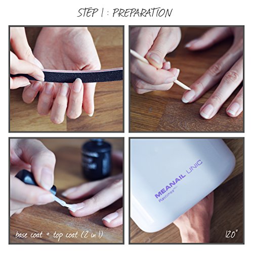 ☆ MEANAIL PARIS – DELUXE Nagelstudio-Set ☆ Für professionelle semipermanente Maniküre & Pediküre 100% DIY zuhause – Komplettset mit 30-teiligem Zubehör – UV Nageltrockner 36W für sämtliche GELE & GEL-LACKE – French Manicure, Farblack & Nail Art (Strasssteine und Sticker) - 5