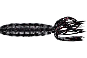 GARY YAMAMOTO YAMAMOTO Fat Ika Lot de 10 leurres de pêche réalistes en Plastique Souple avec Corps Style arbuste et Jupe Tubulaire Noir avec Petit Rouge 10,2 cm