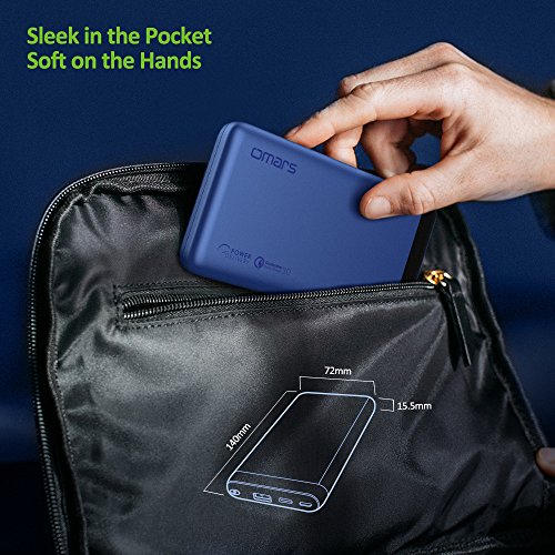OMARS Batterie Externe Charge Rapide 10000mAh - USB C 18W PD 2 0 Entr  e   Sortie - USB A Quick Charge 3 0 - Chargeur Portable Batterie de Secours Pow