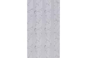 Householdfurnishing Embroidery Sequin Design Single Voile Panel Rod Pocket (Silver, 55x48inch)