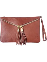 FLORENCE LEATHER MARKET Pochette Rufina tipo Clutch e Wristlet in vera pelle - 6127 - Borse in pelle