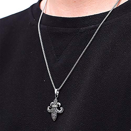 Y-modo-Collier-en-Acier-Inoxydable-Punk-Bijoux-Hommes-Collier-Scout-Fleur-Pendentif-en-Acier-Au-Titane-Croix-Collier