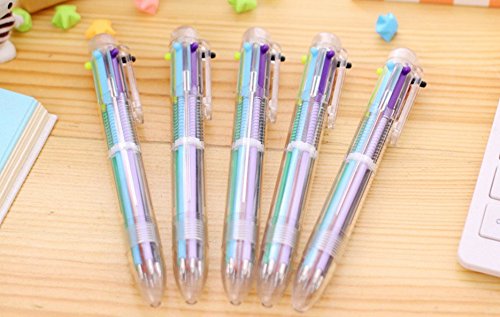 JUNGEN Kugelschreiber mehrfarbig transparenter Pol Schüler Stift Multifunktions-Presse farbigen Stift Stift 5 Stück - 4