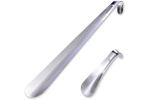 Moocuca Calzascarpe di Metallo 2 packs 42cm e 14cm Calzascarpe lungo Calzascarpe in Acciaio Inossidabile Molto Stabile con Foro ​per Appendere per Viaggi Uomo Donna Bambini Anziani