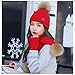 Produktbild CHIRORO Winter Mütze Schal Handschuhe Sets Warm Dehnbar Beanie Cap mit Bommel Elastisch weich gehäkelt Gestrickt Strickmütze Nackenwärmer Touchscreen Handschuhe, rot